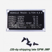 Data Plate Shipping Late GPW